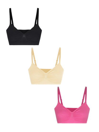 Shapetly.™ 3-Pack Smooth Seamless Wireless Bra Bundle