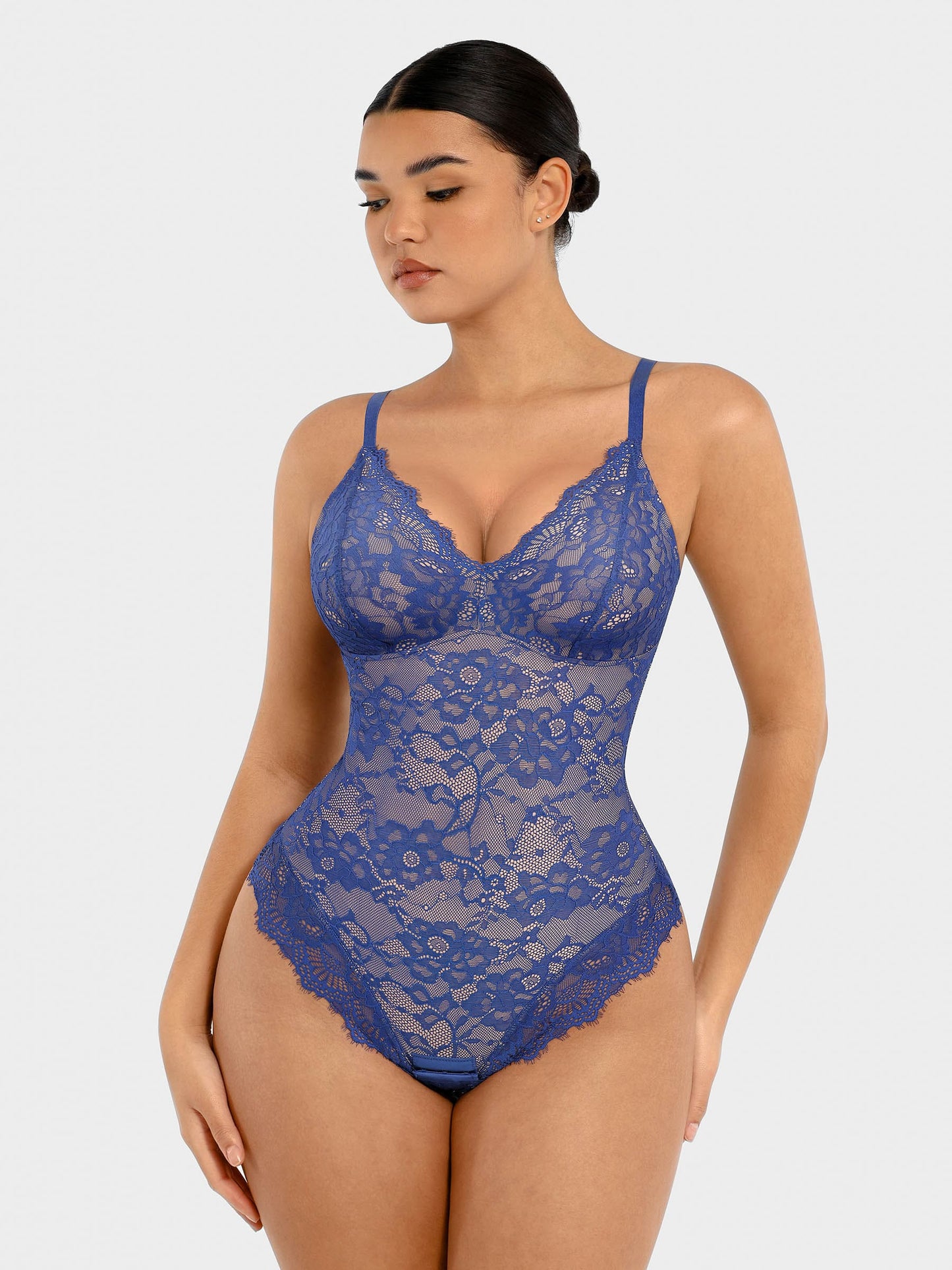 Shapetly.™ Lace V Neck Full Bodysuit Underwear