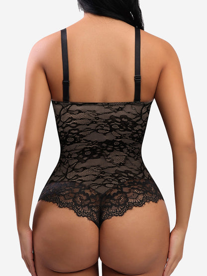 Shapetly.™ Lace V Neck Full Bodysuit Underwear